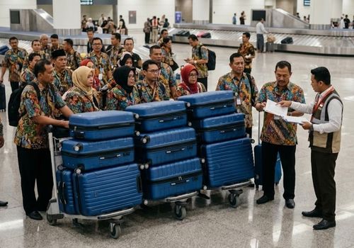 layanan bagasi kepulangan untuk rombongan umroh